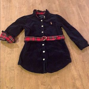Navy blue corduroy Ralph Lauren shirt dress